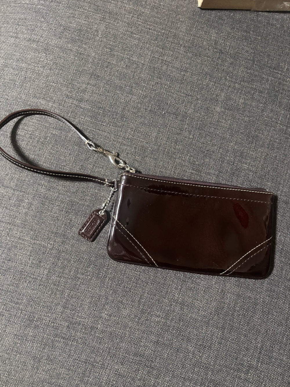 Coach Patent Leather Mahogany Wristlet